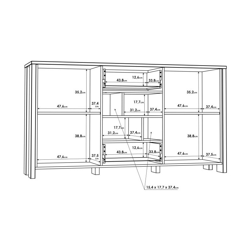 Duża komoda Clif 156 cm old wood vintage beton | Meble Forte