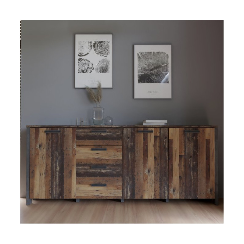 Długa komoda 206 cm Clif old wood vintage beton | Meble Forte