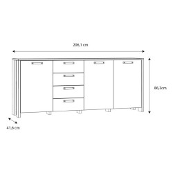 Długa komoda 206 cm Clif old wood vintage beton | Meble Forte