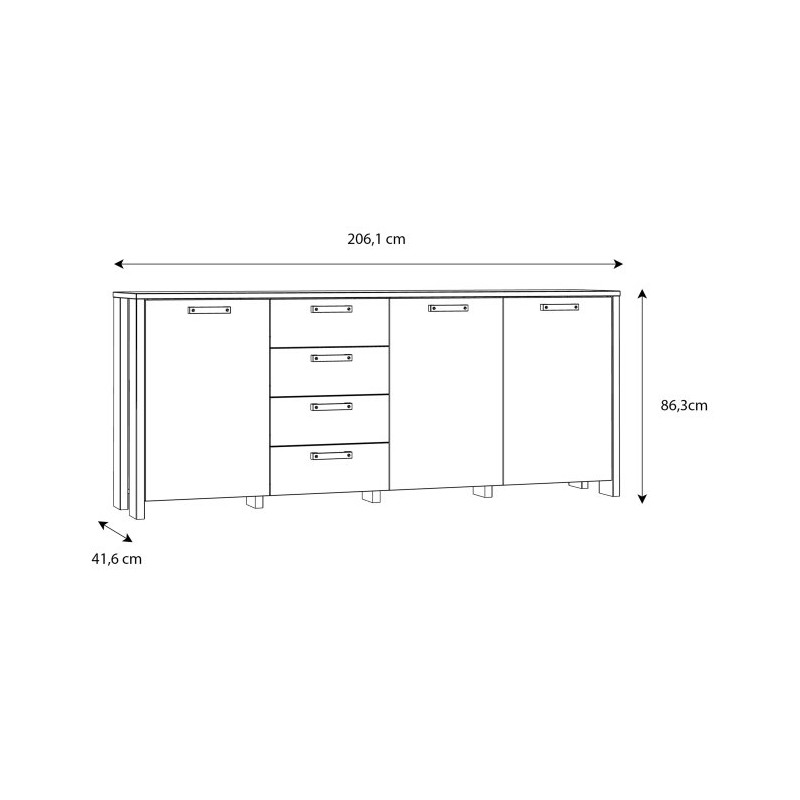 Długa komoda 206 cm Clif old wood vintage beton | Meble Forte
