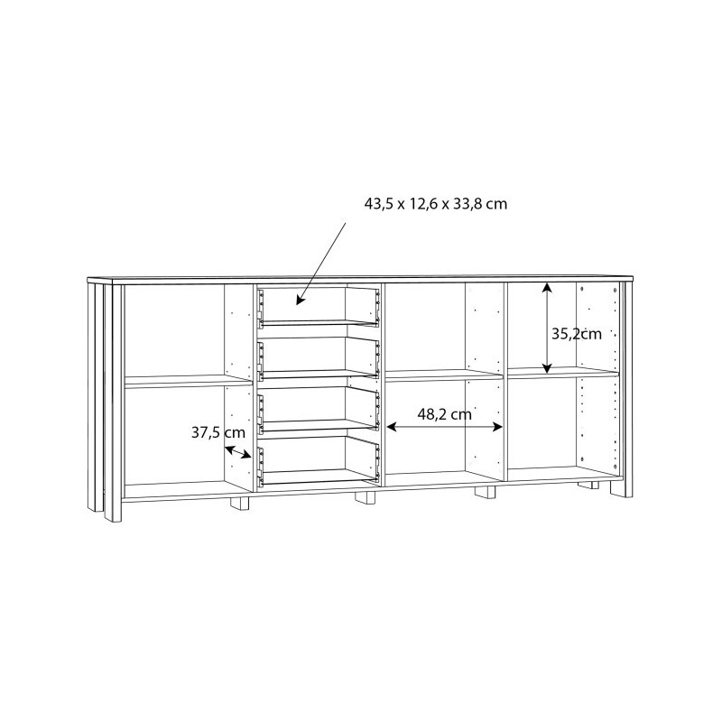 Długa komoda 206 cm Clif old wood vintage beton | Meble Forte