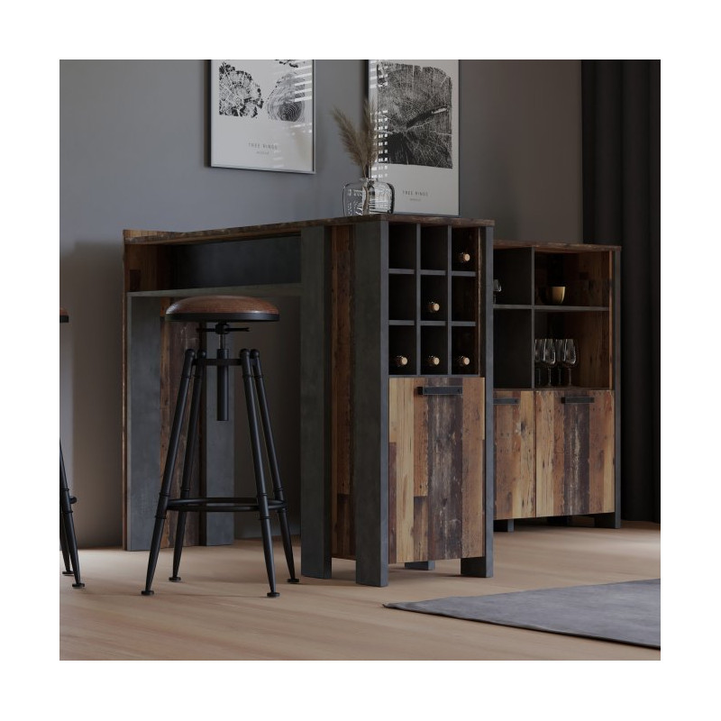 Regał barowy CLIF Meble Forte | old wood vintage beton