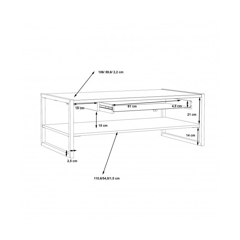 Stolik kawowy 110x60 cm CFTT4241 |  dąb klepkowy czarny