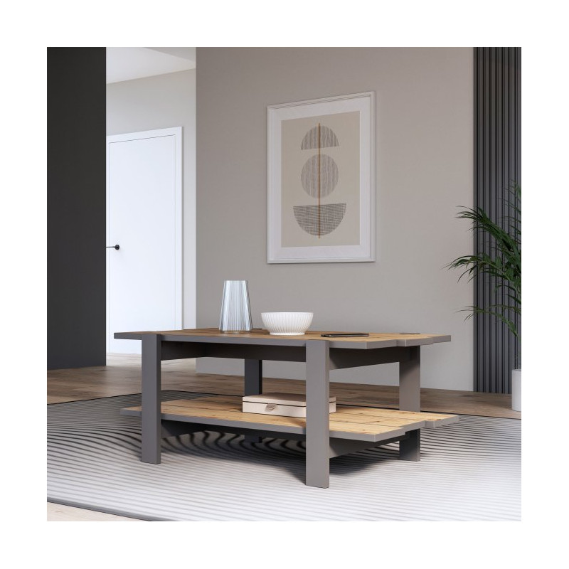 Stolik kawowy z półką CFTT5116  Meble Forte | grafit dąb artisan