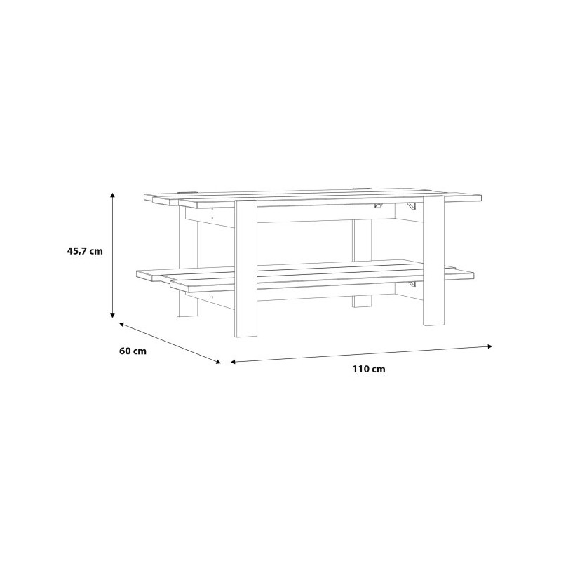 Stolik kawowy z półką CFTT5116  Meble Forte | grafit dąb artisan