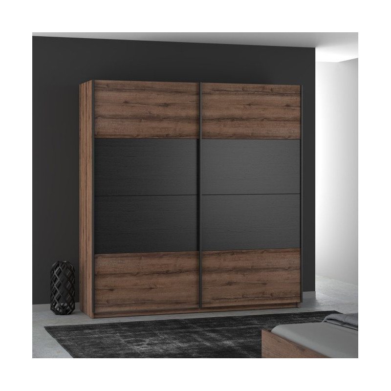 Szafa przesuwna 200 cm Bellevue dąb szlachetny/dąb czarny