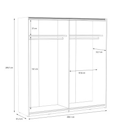 Szafa przesuwna 200 cm Bellevue dąb szlachetny/dąb czarny