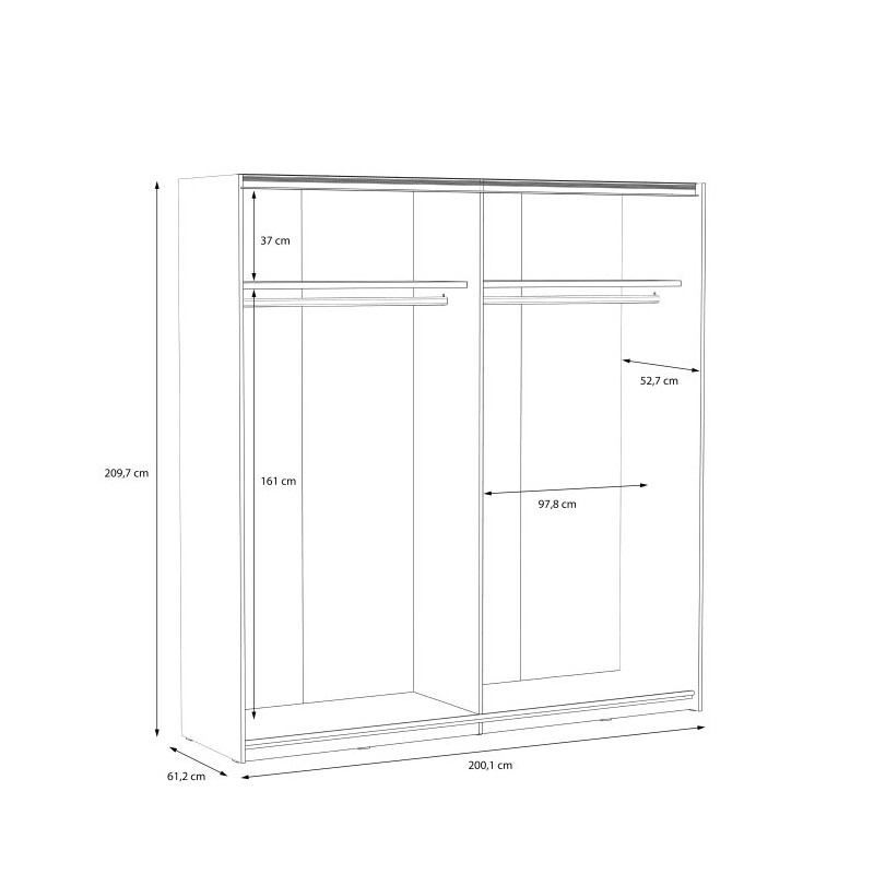 Szafa przesuwna 200 cm Bellevue dąb szlachetny/dąb czarny