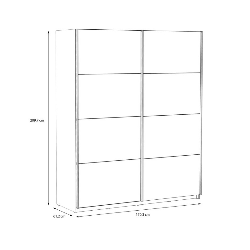 Szafa przesuwna 170 cm Bellevue dąb szlachetny/dąb czarny