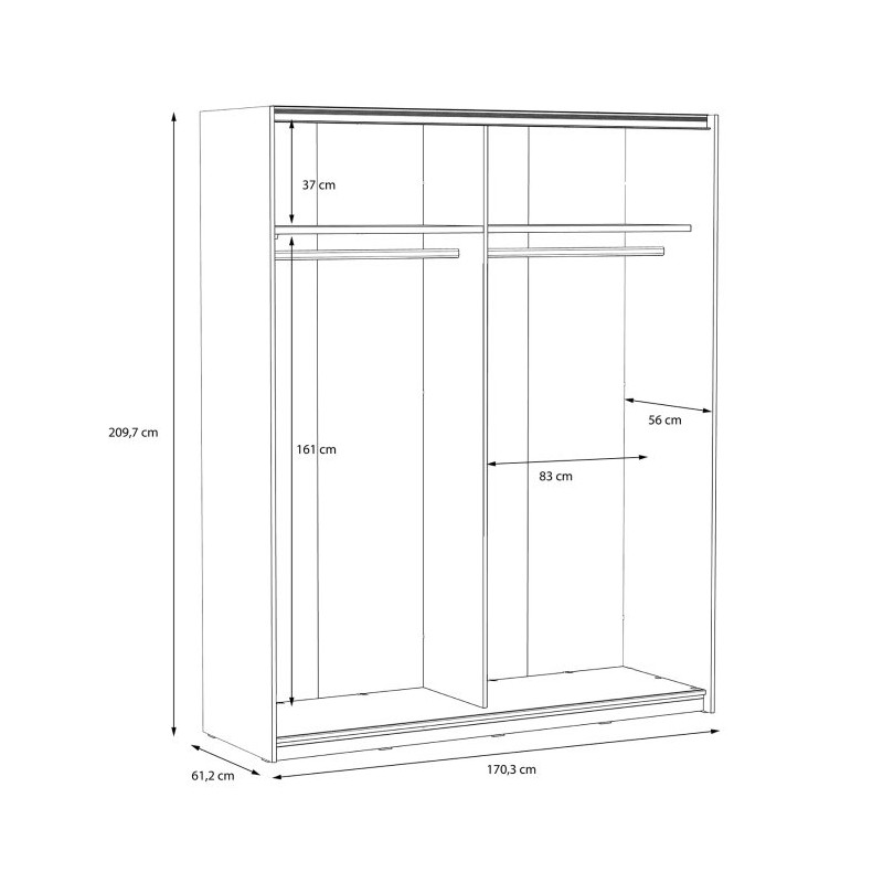 Szafa przesuwna 170 cm Bellevue dąb szlachetny/dąb czarny