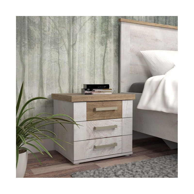 Szafka nocna Duro DURK031 50 cm pinia biała/dąb antyczny