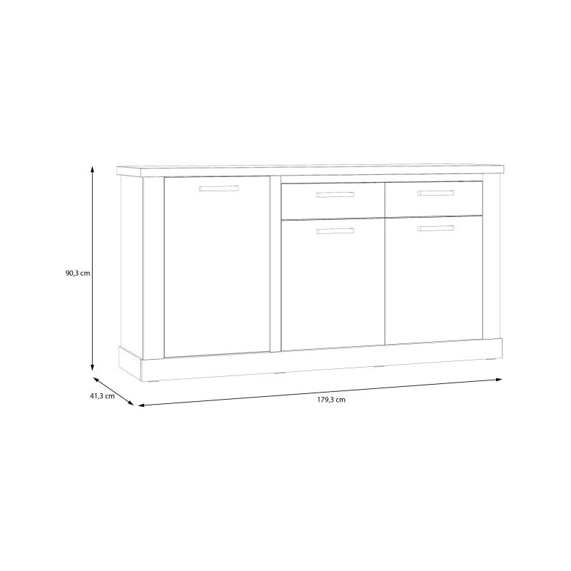 Duro DURK233 dąb cabezone – pojemna komoda 140 cm do salonu