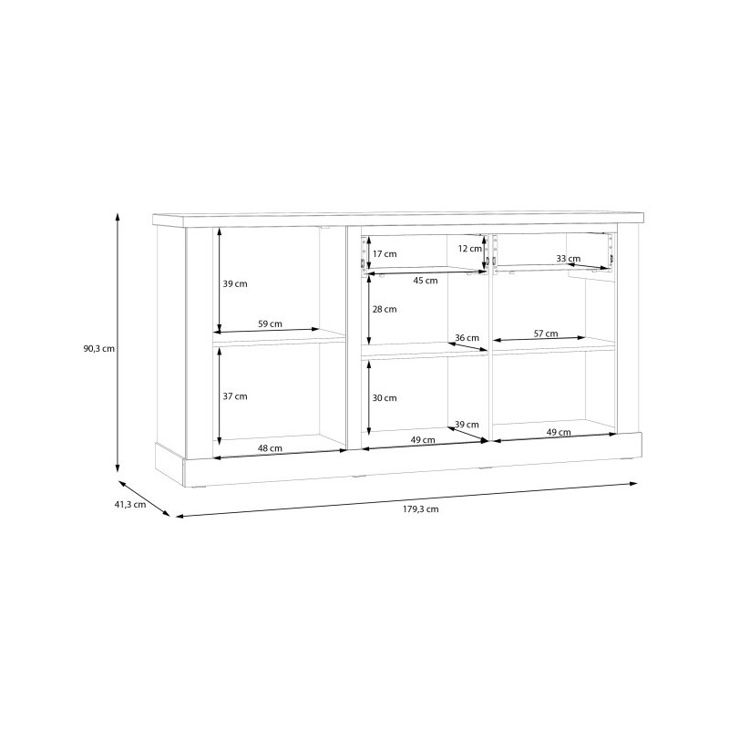 Duro DURK233 dąb cabezone – pojemna komoda 140 cm do salonu