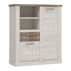 Wysoka komoda Duro DURK321R pinia biała/dąb antyczny