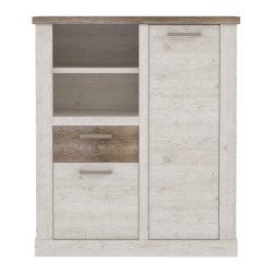 Wysoka komoda Duro DURK321R pinia biała/dąb antyczny