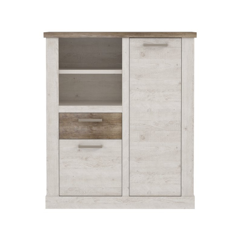 Wysoka komoda Duro DURK321R pinia biała/dąb antyczny