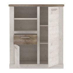 Wysoka komoda Duro DURK321R pinia biała/dąb antyczny