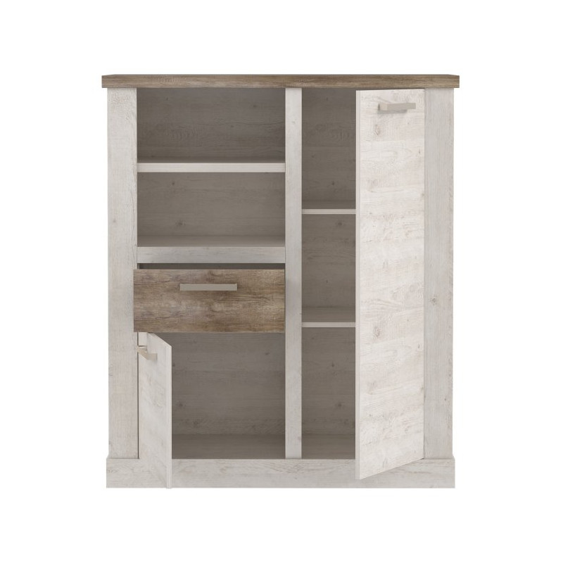 Wysoka komoda Duro DURK321R pinia biała/dąb antyczny