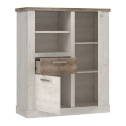 Wysoka komoda Duro DURK321R pinia biała/dąb antyczny