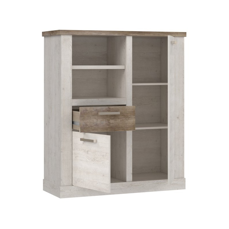 Wysoka komoda Duro DURK321R pinia biała/dąb antyczny