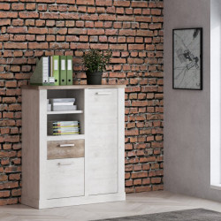 Wysoka komoda Duro DURK321R pinia biała/dąb antyczny