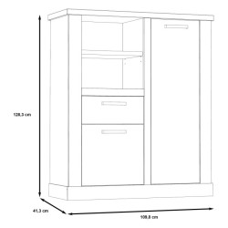 Wysoka komoda Duro DURK321R pinia biała/dąb antyczny