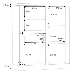 Wysoka komoda Duro DURK321R pinia biała/dąb antyczny
