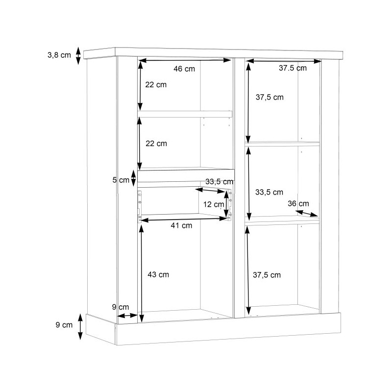 Wysoka komoda Duro DURK321R pinia biała/dąb antyczny