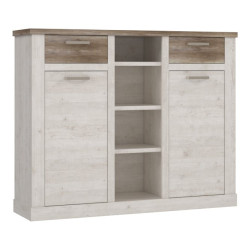 Wysoka komoda Duro 160 cm pinia biała/dąb antyczny