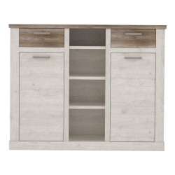 Wysoka komoda Duro 160 cm pinia biała/dąb antyczny