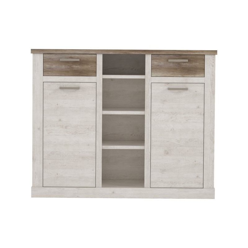 Wysoka komoda Duro 160 cm pinia biała/dąb antyczny