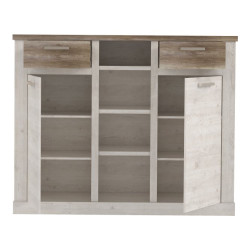 Wysoka komoda Duro 160 cm pinia biała/dąb antyczny