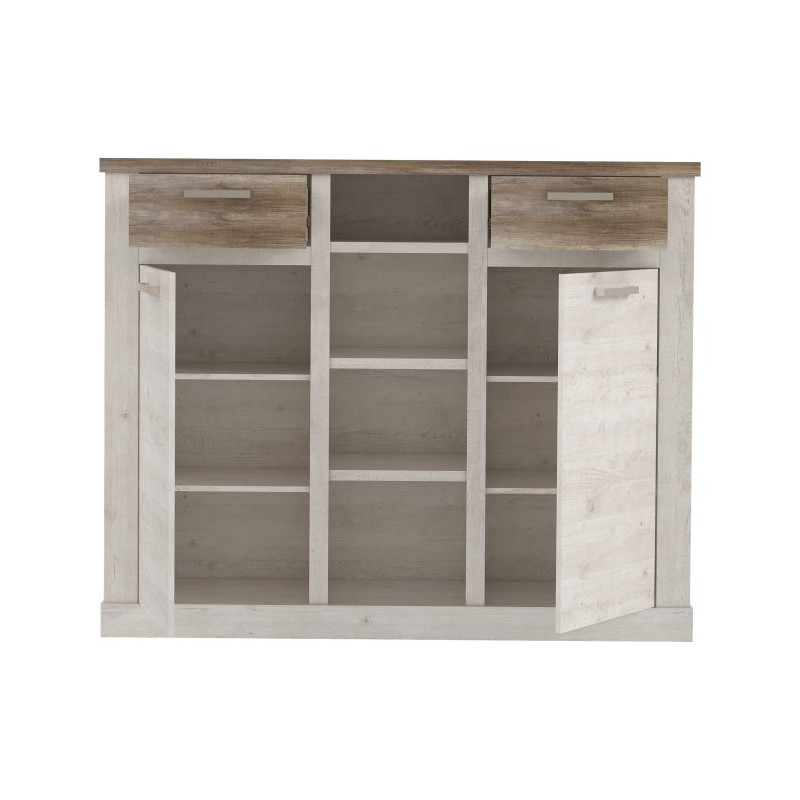 Wysoka komoda Duro 160 cm pinia biała/dąb antyczny