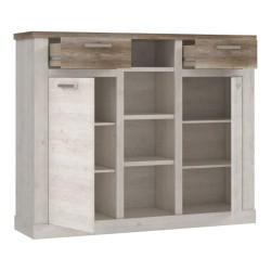 Wysoka komoda Duro 160 cm pinia biała/dąb antyczny