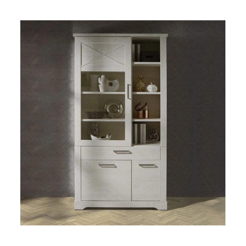 Witryna ROCKHAMPTON 110 cm Pinia Biała – elegancja do salonu