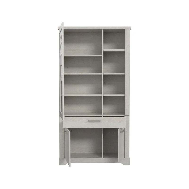 Witryna ROCKHAMPTON 110 cm Pinia Biała – elegancja do salonu