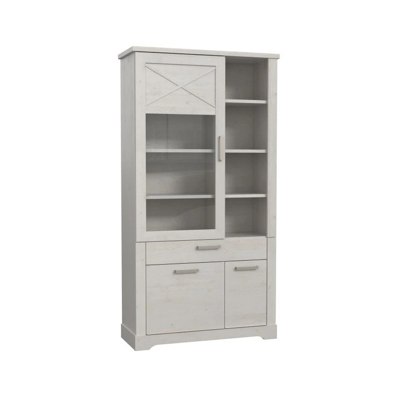 Witryna ROCKHAMPTON 110 cm Pinia Biała – elegancja do salonu