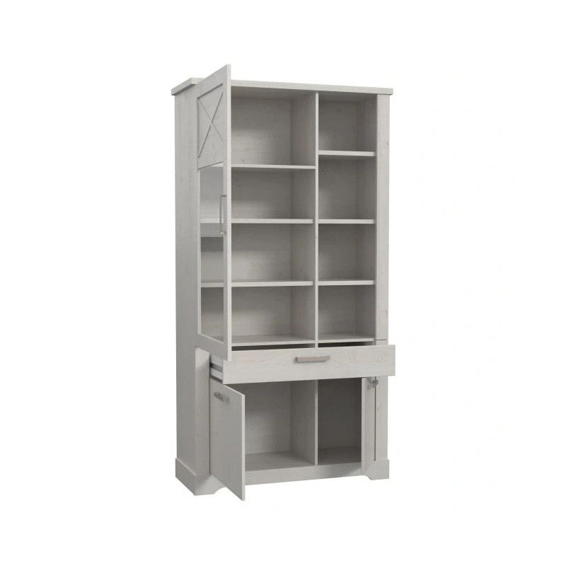 Witryna ROCKHAMPTON 110 cm Pinia Biała – elegancja do salonu