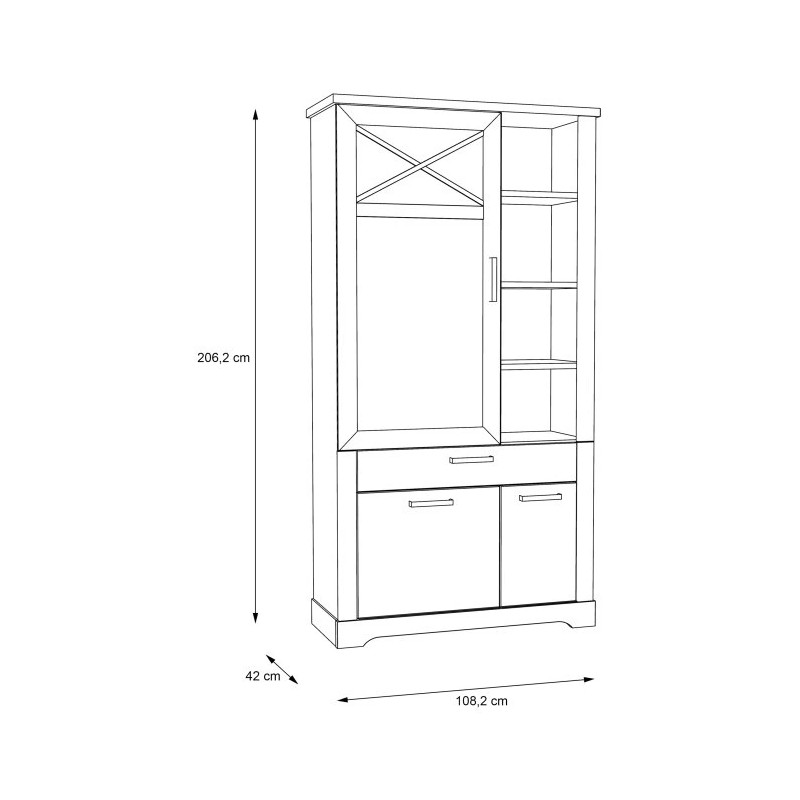 Witryna ROCKHAMPTON 110 cm Pinia Biała – elegancja do salonu