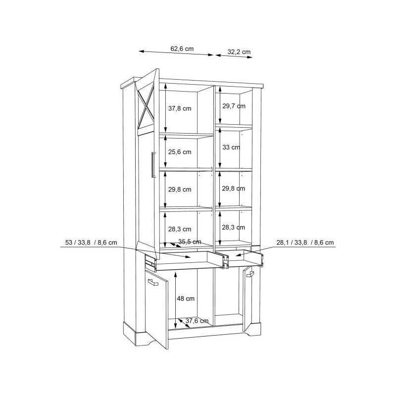 Witryna ROCKHAMPTON 110 cm Pinia Biała – elegancja do salonu