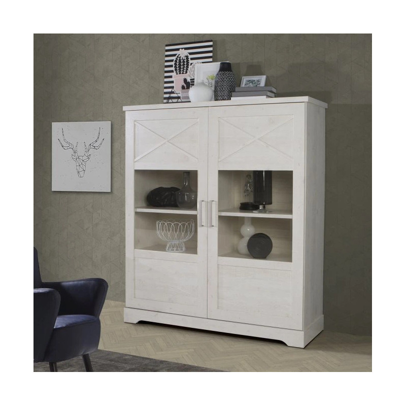 Witryna 130cm Rockhampton RHPV521-D43 Pinia Biała Meble Forte