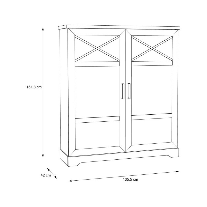 Witryna 130cm Rockhampton RHPV521-D43 Pinia Biała Meble Forte