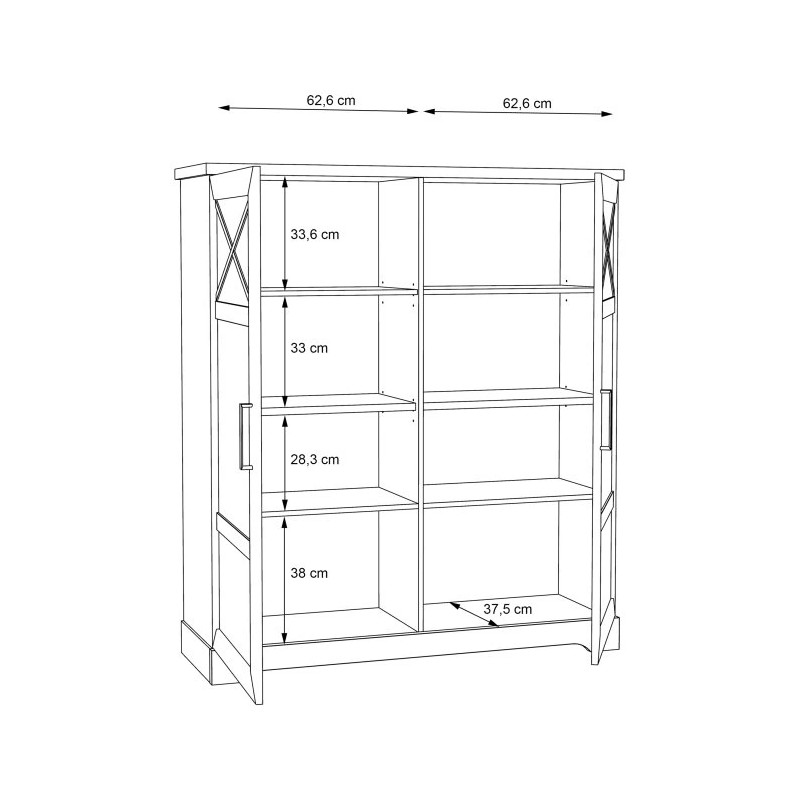 Witryna 130cm Rockhampton RHPV521-D43 Pinia Biała Meble Forte
