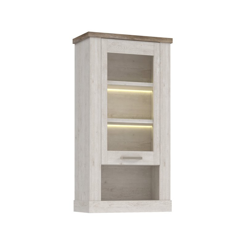 Duro DURH111 – wisząca witryna 70 cm pinia biała/dąb antyczny