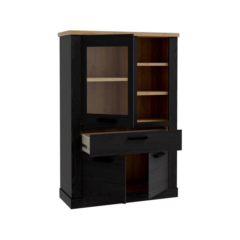 Witryna 110 cm Duro z praktyczną szufladą | dąb riviera/dąb cabezone