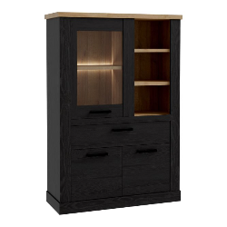 Witryna 110 cm Duro z praktyczną szufladą | dąb riviera/dąb cabezone