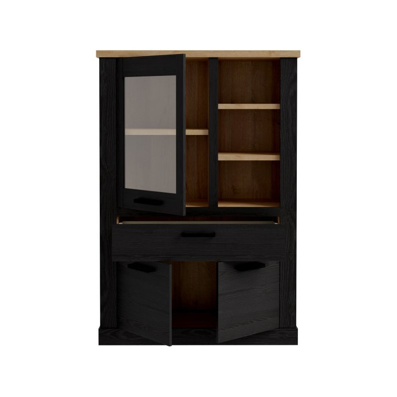 Witryna 110 cm Duro z praktyczną szufladą | dąb riviera/dąb cabezone