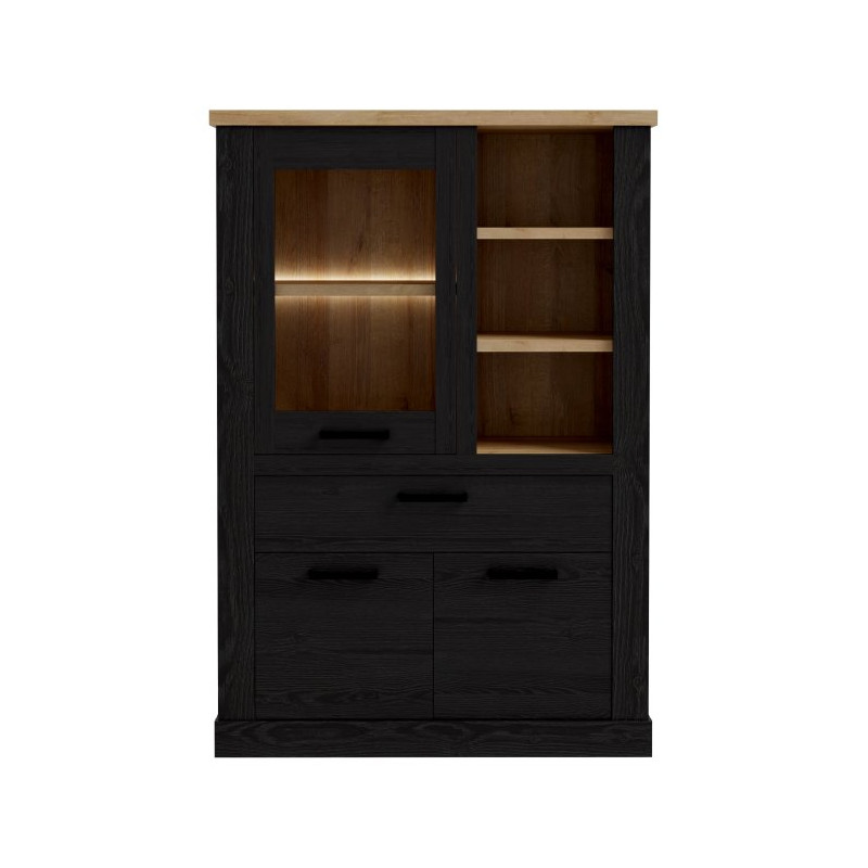 Witryna 110 cm Duro z praktyczną szufladą | dąb riviera/dąb cabezone