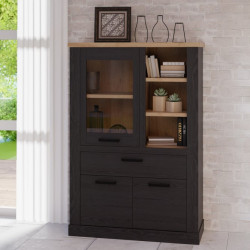 Witryna 110 cm Duro z praktyczną szufladą | dąb riviera/dąb cabezone