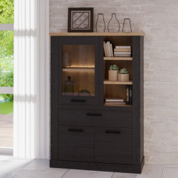 Witryna 110 cm Duro z praktyczną szufladą | dąb riviera/dąb cabezone